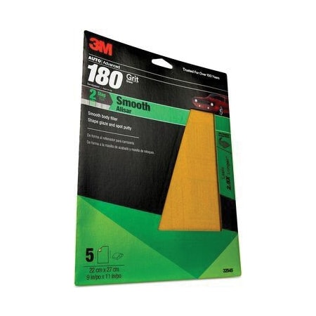 3M 3M Sandpaper, 32545, 180 Grit, 9 in x 11 in, 5PK 7010328061